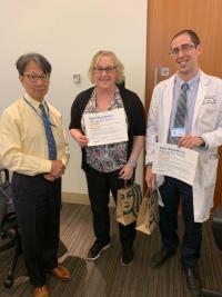ColumbiaDoctors' Chief Medical Officer Nick Homma, MD, left, stands next to CUIMC's Department of Medicine’s Sherry Kohn, NP, and Justin Aaron, MD.